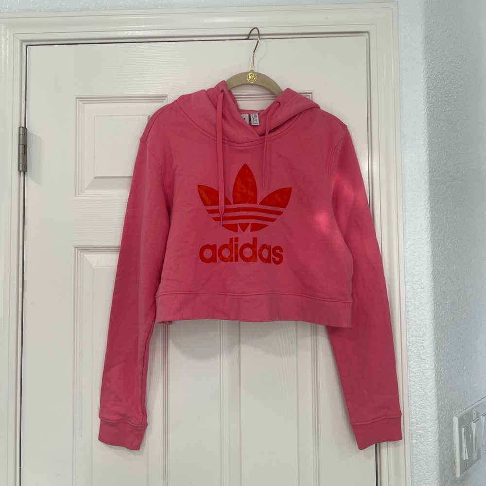 Adidas Pink Cropped Hoodie